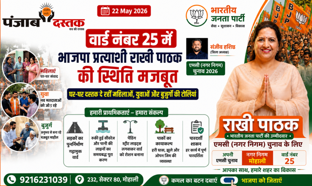 वार्ड 25 में राखी पाठक मजबूत, घर-घर पहुंचा भाजपा प्रचार