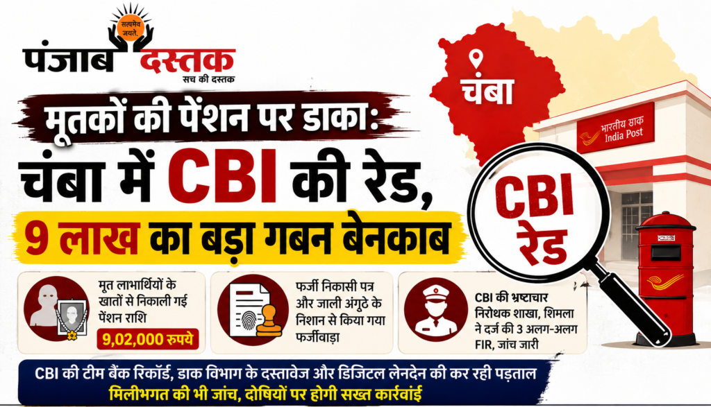 चंबा में CBI की छापेमारी, मृतकों की पेंशन घोटाले में 9 लाख रुपये के गबन की जांच