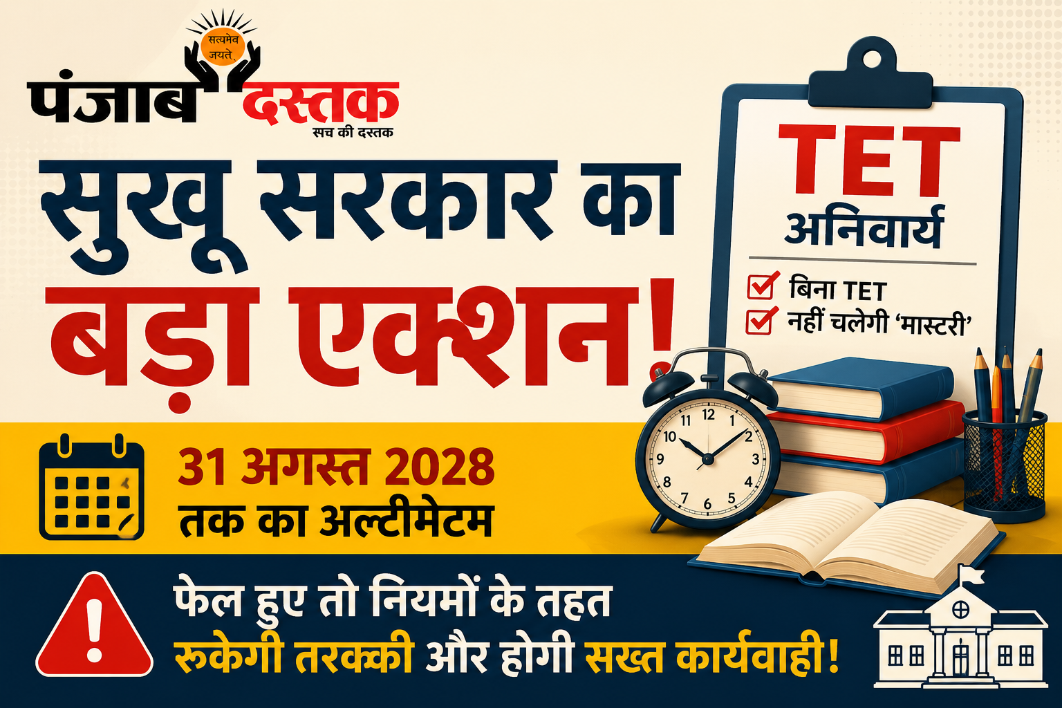 हिमाचल सरकारी स्कूलों में बिना TET नहीं चलेगी मास्टरी, 2028 तक अल्टीमेटम