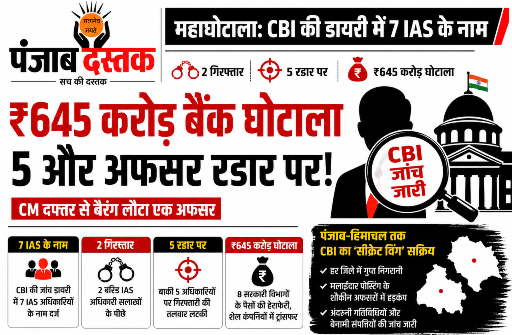 CBI जांच में 7 IAS अधिकारियों के नाम, ₹645 करोड़ बैंक घोटाले पर बड़ी कार्रवाई