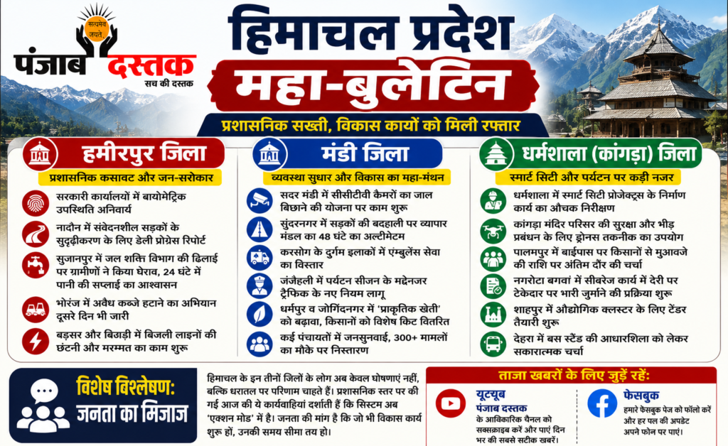 हिमाचल महा-बुलेटिन: प्रशासनिक सख्ती और विकास की रफ्तार