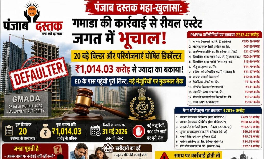 GMADA action against Mohali builders, 20 projects declared defaulters over ₹1014 crore dues