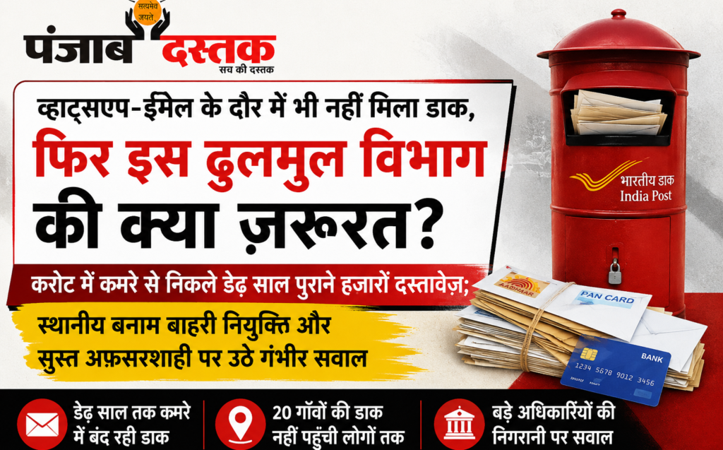 करोट डाकघर में कमरे से डेढ़ साल पुरानी डाक और महत्वपूर्ण दस्तावेज़ बरामद।