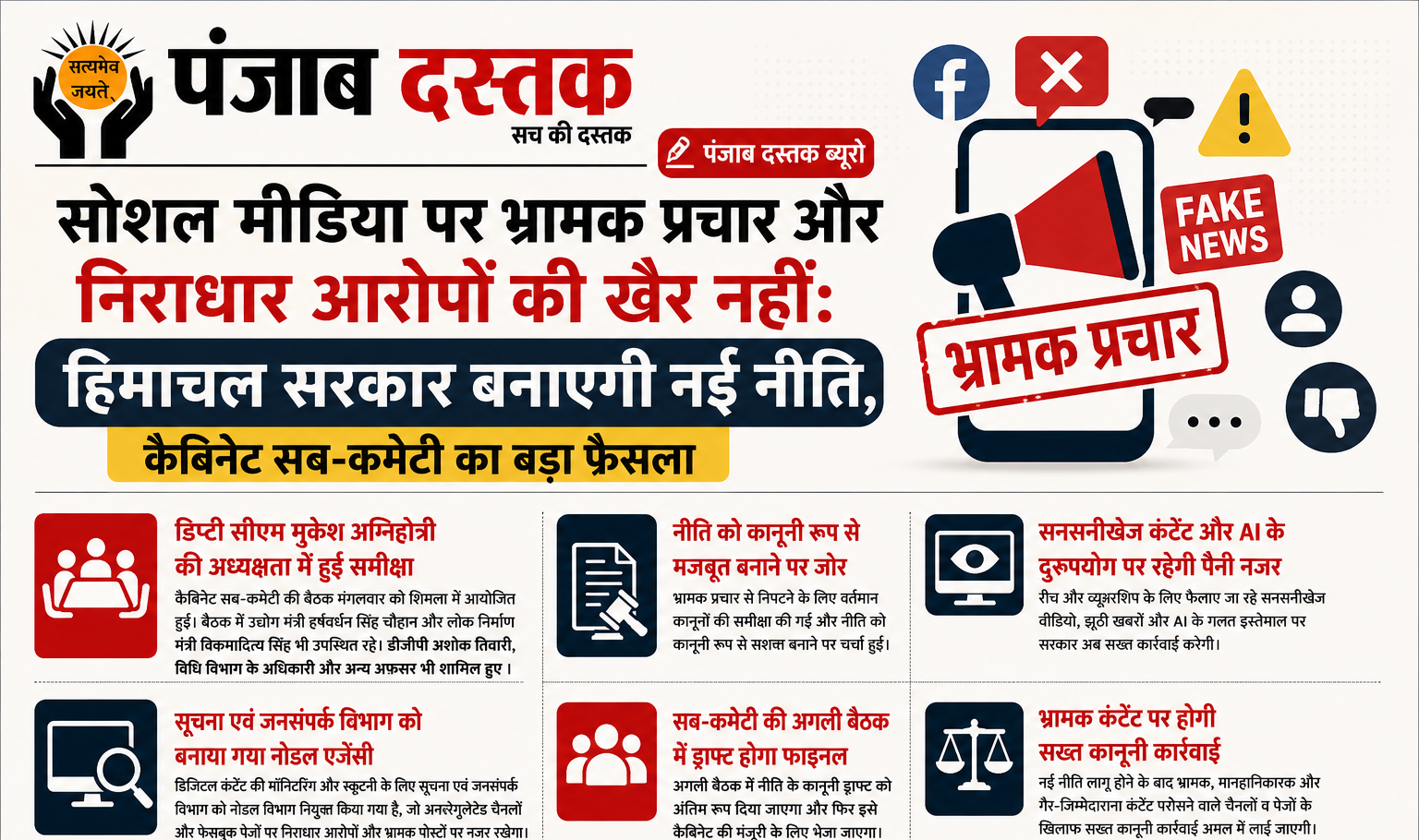 हिमाचल सरकार सोशल मीडिया पर भ्रामक प्रचार, फेक न्यूज और हेट स्पीच रोकने के लिए नई नीति तैयार करेगी