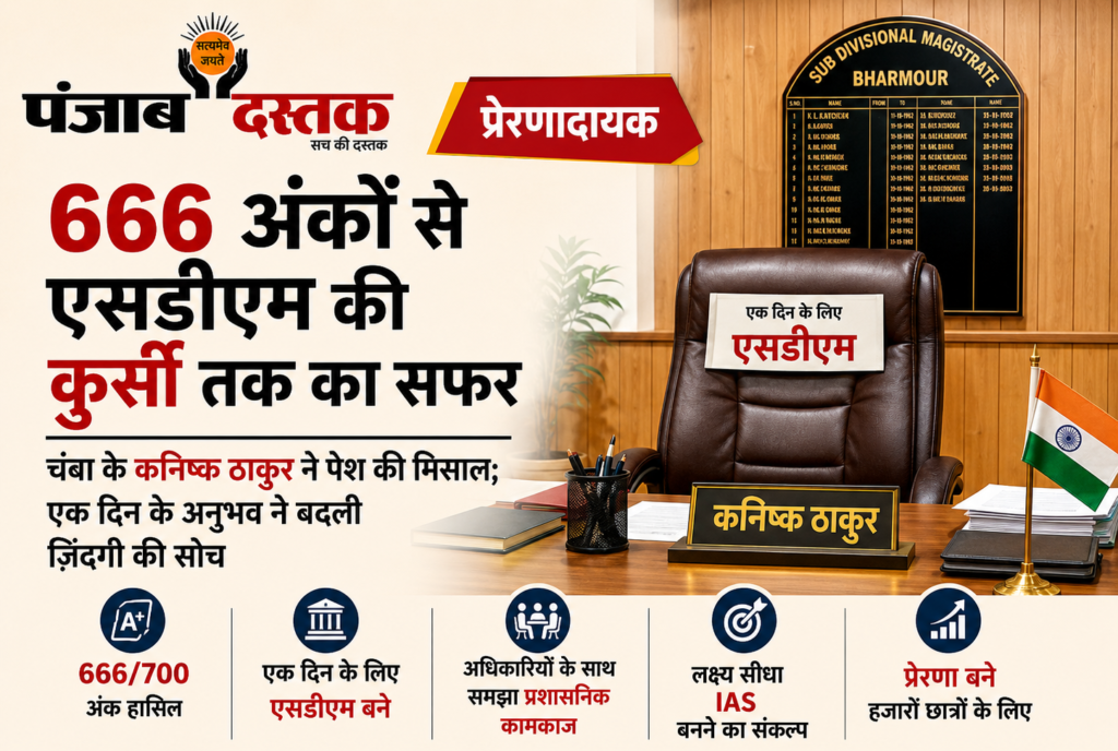 चंबा के मेधावी छात्र कनिष्क ठाकुर एक दिन के लिए SDM की कुर्सी पर बैठे