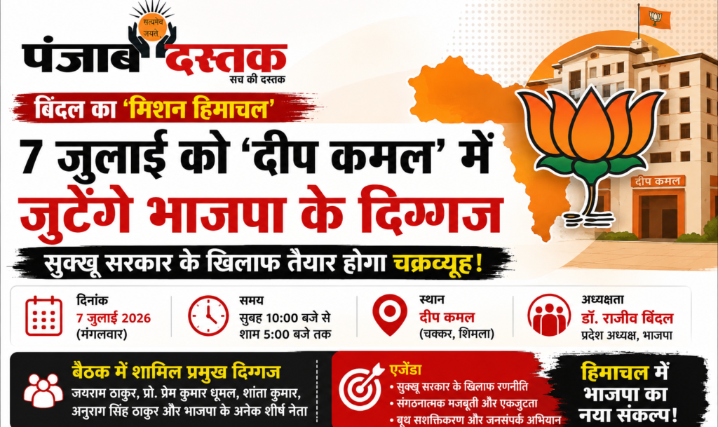 हिमाचल BJP कोर समिति बैठक: 7 जुलाई को बनेगी नई रणनीति
