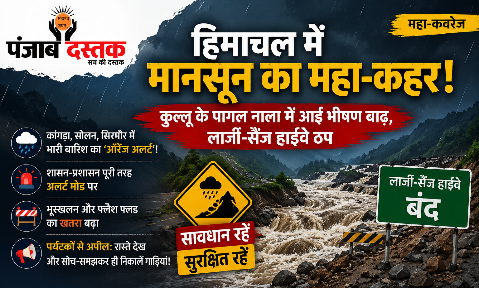 हिमाचल में मानसून का कहर: कुल्लू में बाढ़, ऑरेंज अलर्ट जारी