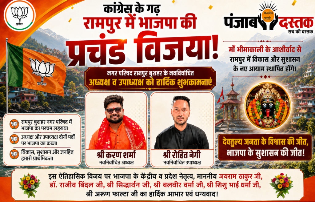 रामपुर नगर परिषद चुनाव में भाजपा की जीत और हमीरपुर में कांग्रेस को राजनीतिक झटका