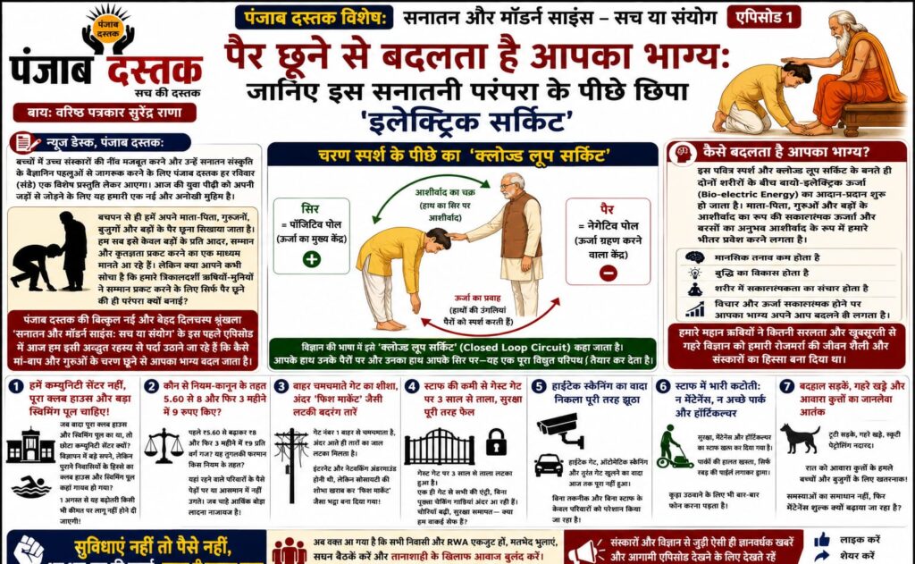 माता-पिता के चरण स्पर्श करते हुए युवक, सनातन परंपरा और वैज्ञानिक दृष्टिकोण