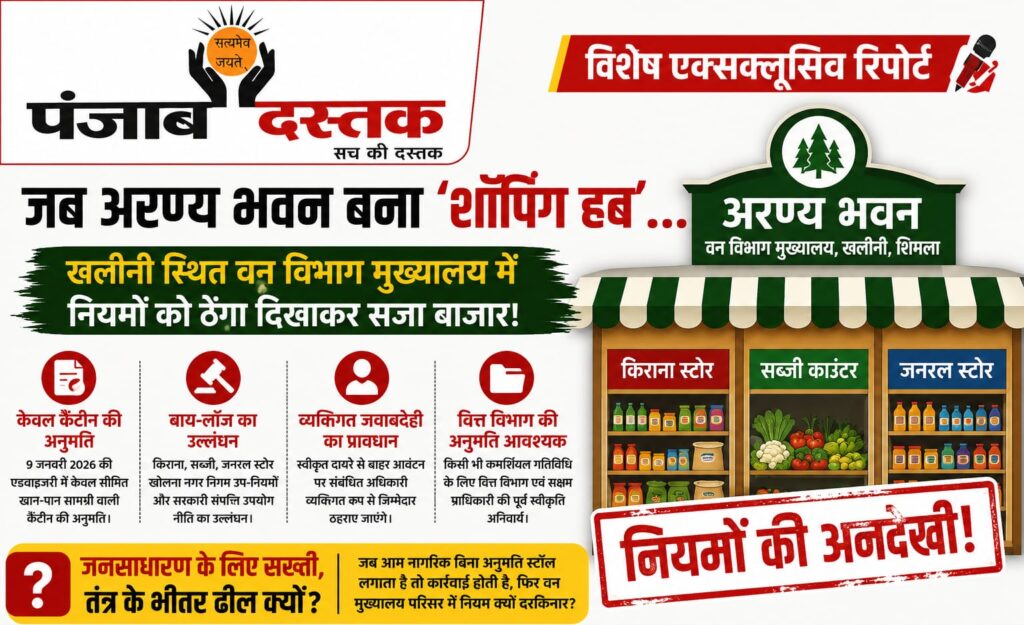 शिमला के खलीनी स्थित अरण्य भवन में कैंटीन की आड़ में संचालित कमर्शियल दुकानों को लेकर उठे सवाल।