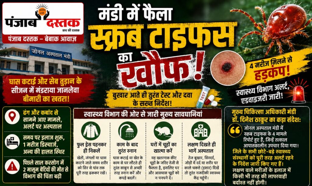 मंडी में स्क्रब टाइफस के 4 मामले, स्वास्थ्य विभाग अलर्ट