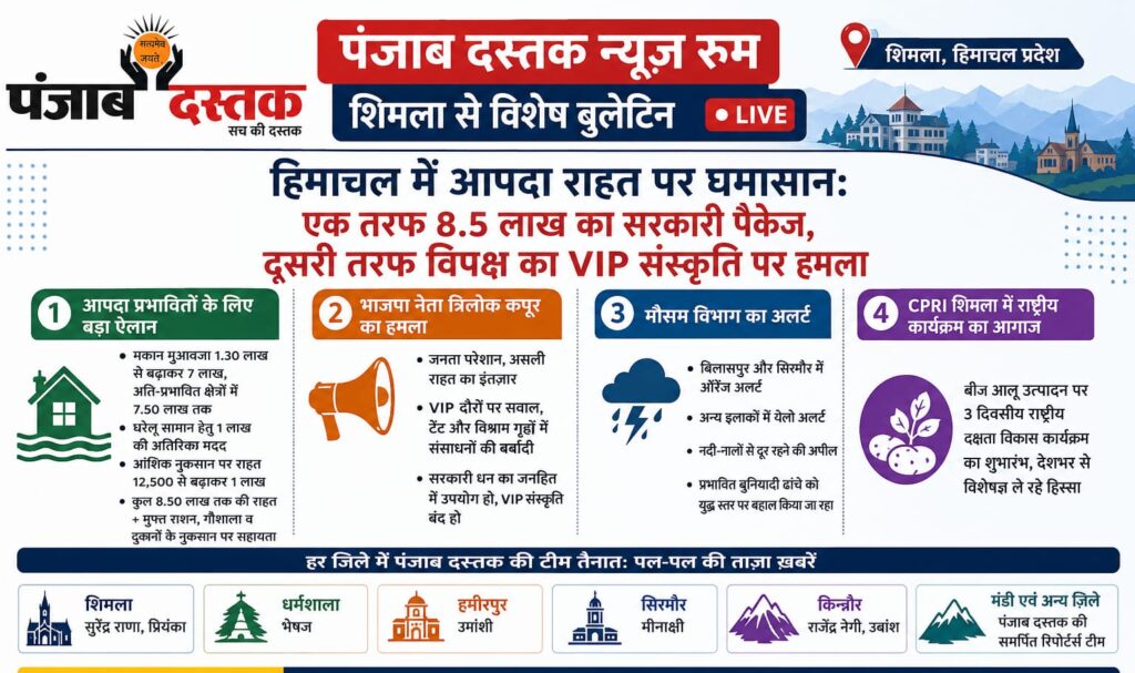 हिमाचल आपदा राहत पैकेज और बारिश अलर्ट