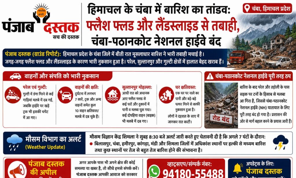 चंबा में फ्लैश फ्लड और लैंडस्लाइड से तबाही
