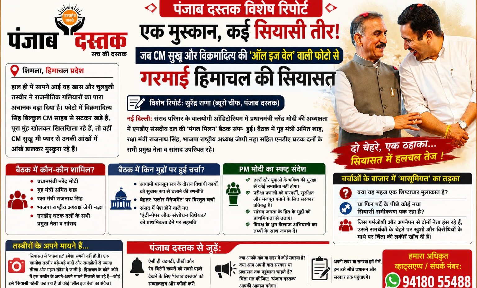 CM सुखविंदर सिंह सुखू और विक्रमादित्य सिंह की मुस्कुराती तस्वीर