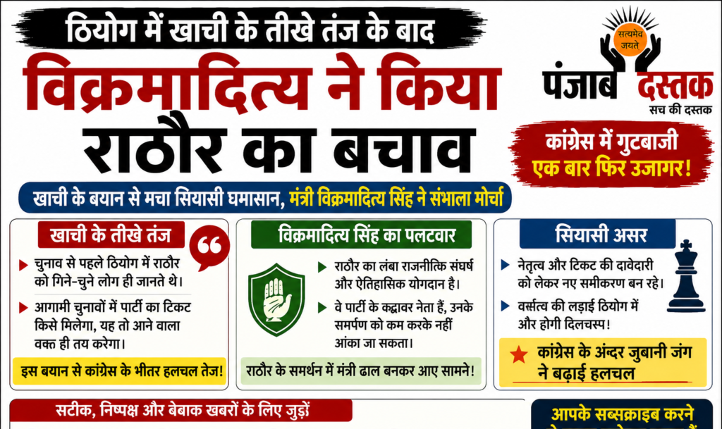ठियोग में केहर सिंह खाची के बयान के बाद विक्रमादित्य सिंह ने कुलदीप सिंह राठौर का बचाव किया