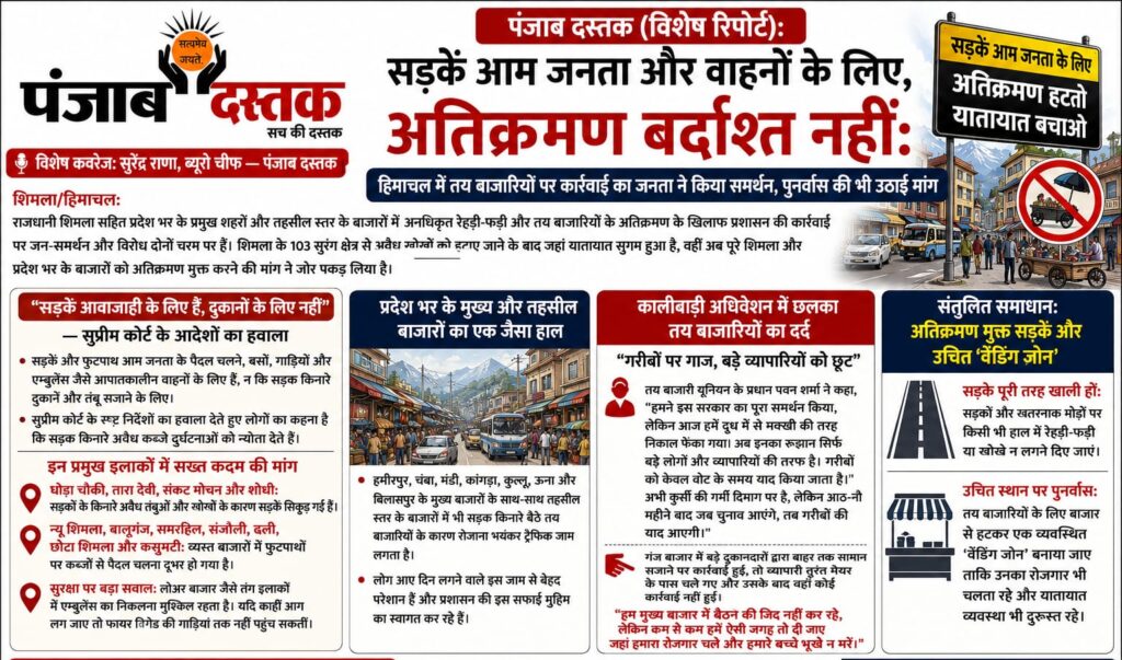 शिमला में अतिक्रमण हटाने की कार्रवाई और वेंडिंग जोन की मांग