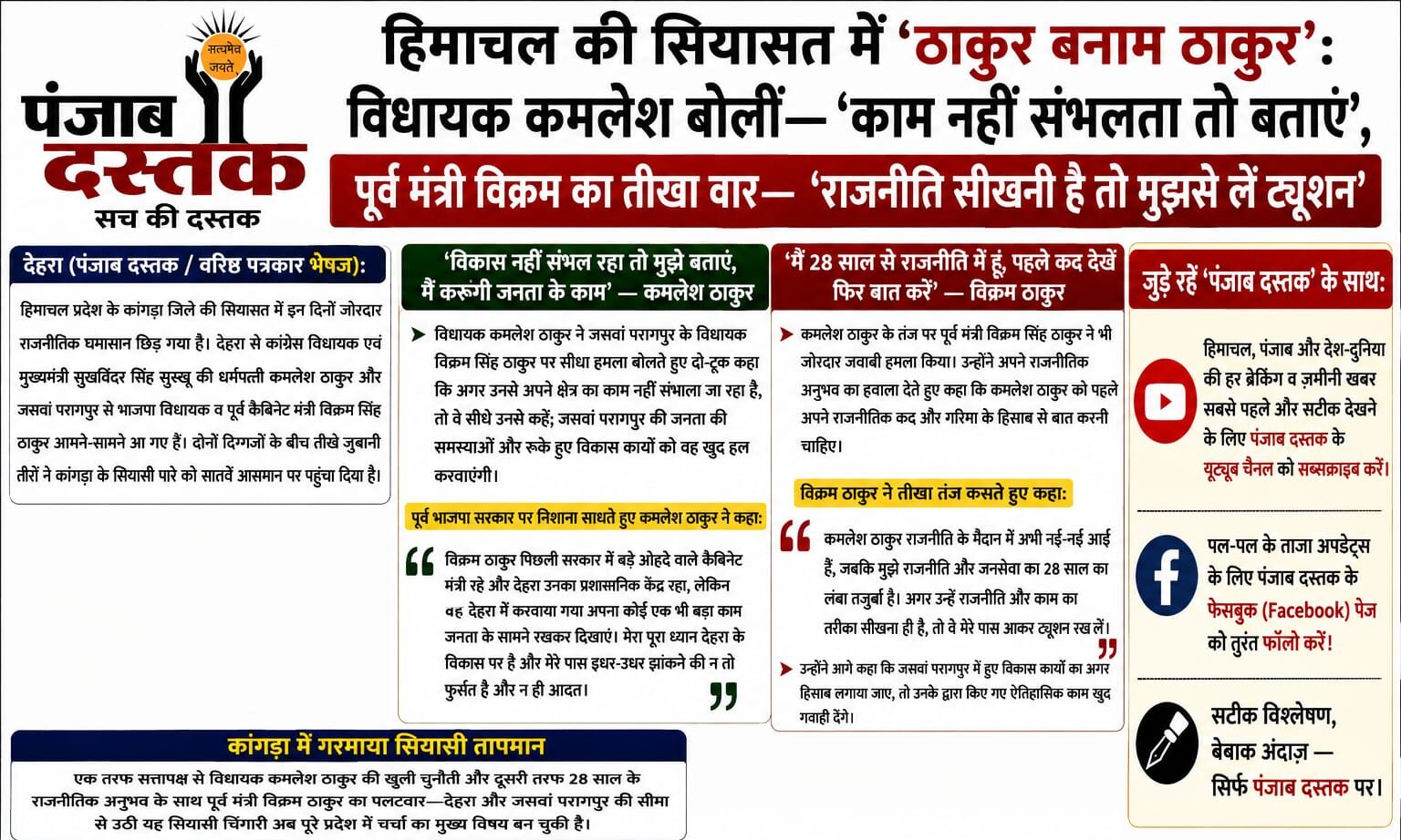 कमलेश ठाकुर और विक्रम ठाकुर के बीच सियासी विवाद