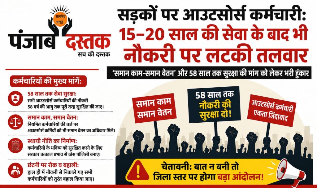 हिमाचल में आउटसोर्स कर्मचारियों का प्रदर्शन और नौकरी सुरक्षा की मांग