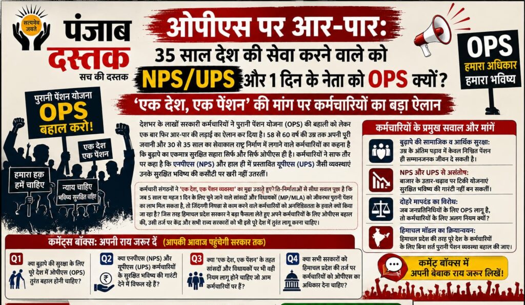 पुरानी पेंशन योजना OPS की बहाली की मांग करते सरकारी कर्मचारी