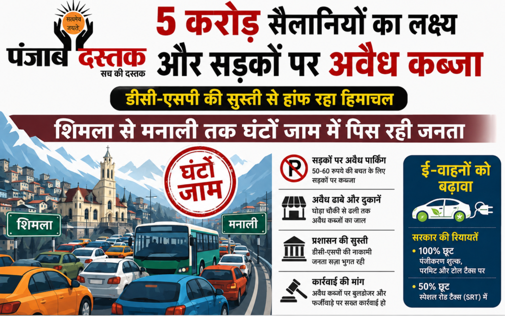 शिमला में अवैध पार्किंग और सड़क अतिक्रमण से ट्रैफिक जाम