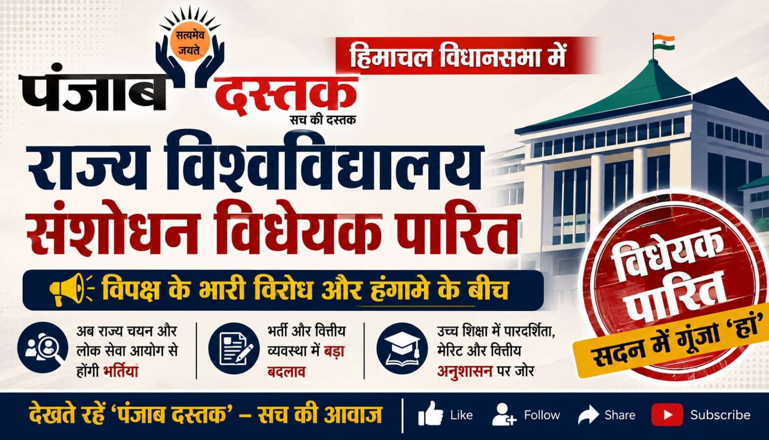 हिमाचल विधानसभा में राज्य विश्वविद्यालय संशोधन विधेयक पर हंगामा