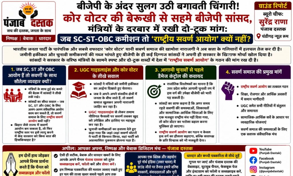 बीजेपी सांसदों द्वारा राष्ट्रीय सवर्ण आयोग की मांग