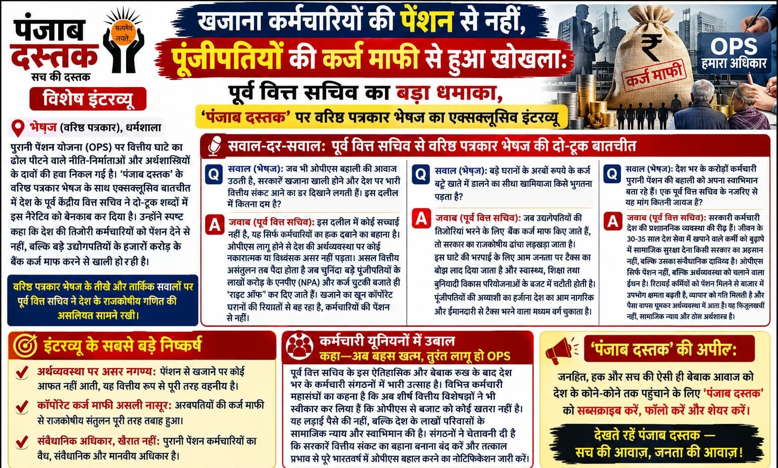 पूर्व वित्त सचिव का OPS और पुरानी पेंशन योजना पर एक्सक्लूसिव इंटरव्यू
