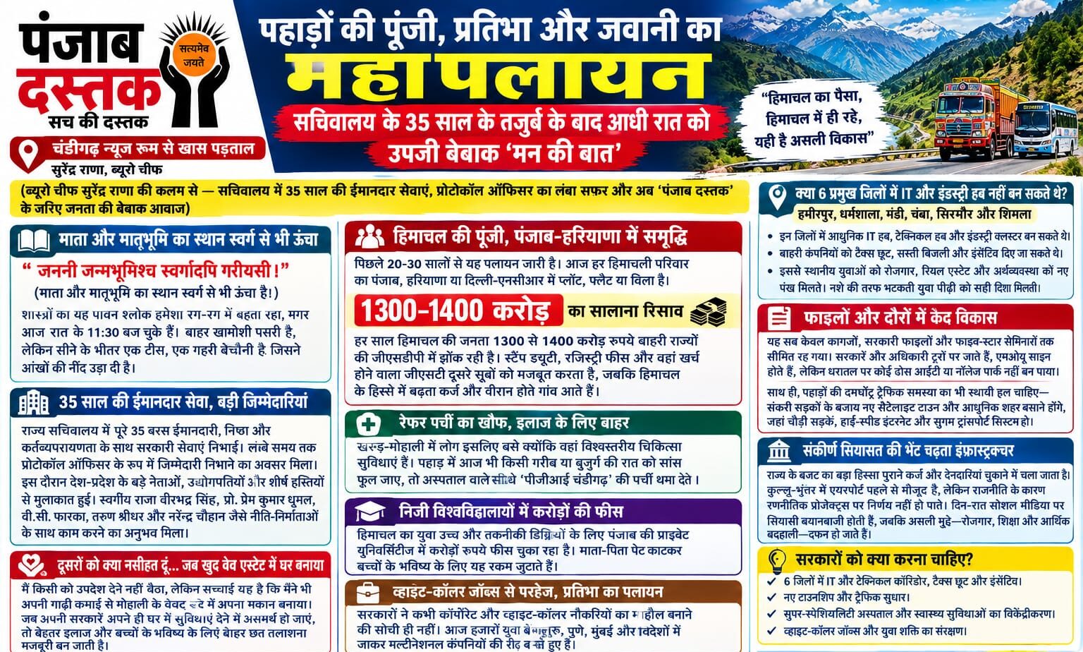 हिमाचल प्रदेश से युवाओं और प्रतिभा का पलायन
