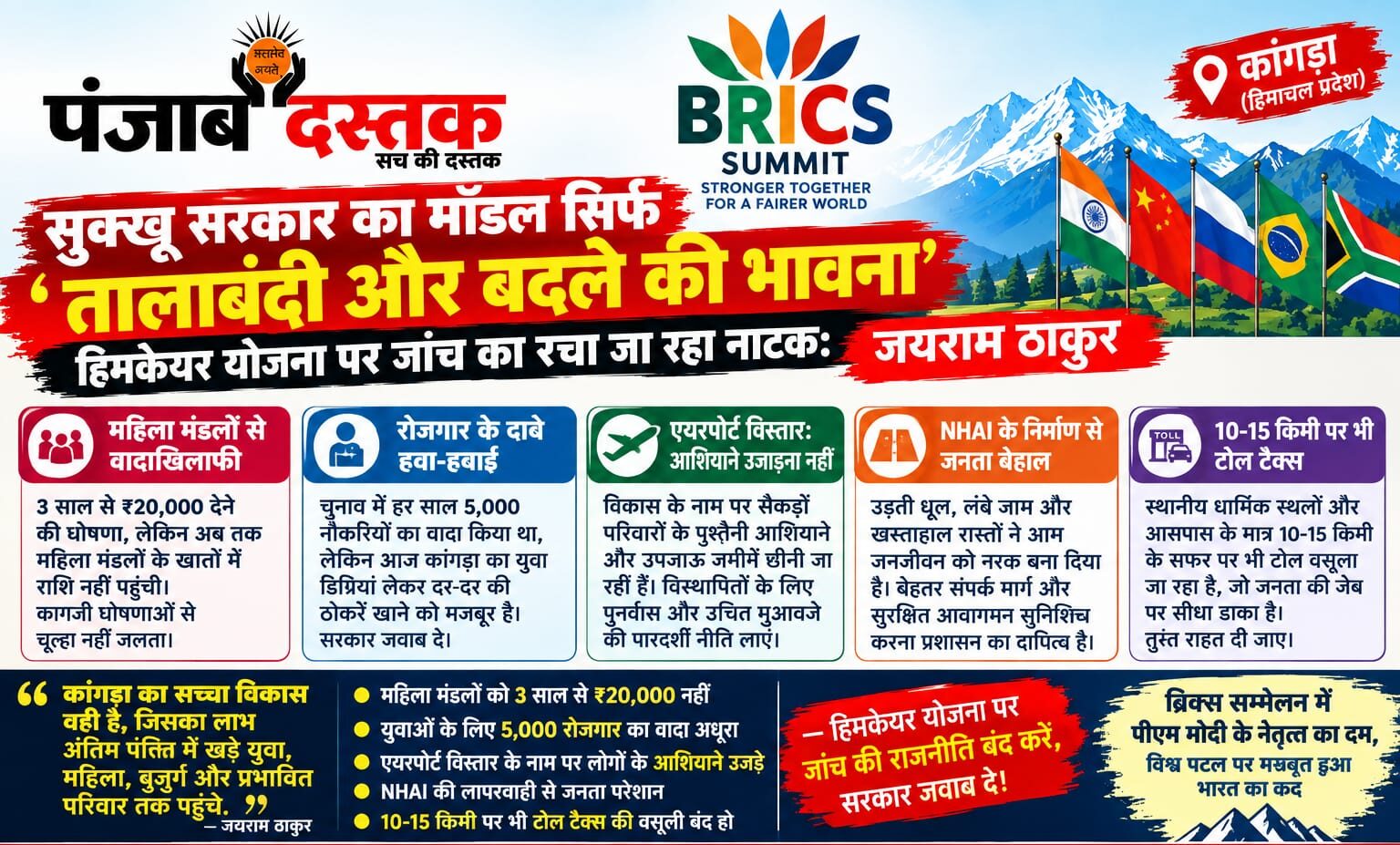 हिमकेयर योजना पर जयराम ठाकुर ने सुक्खू सरकार को घेरा