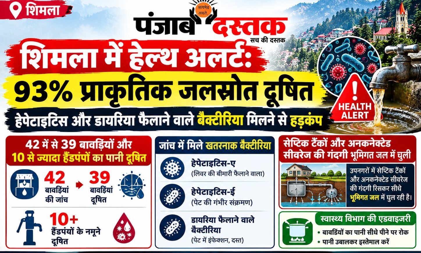 शिमला में दूषित प्राकृतिक जलस्रोत और बावड़ियां
