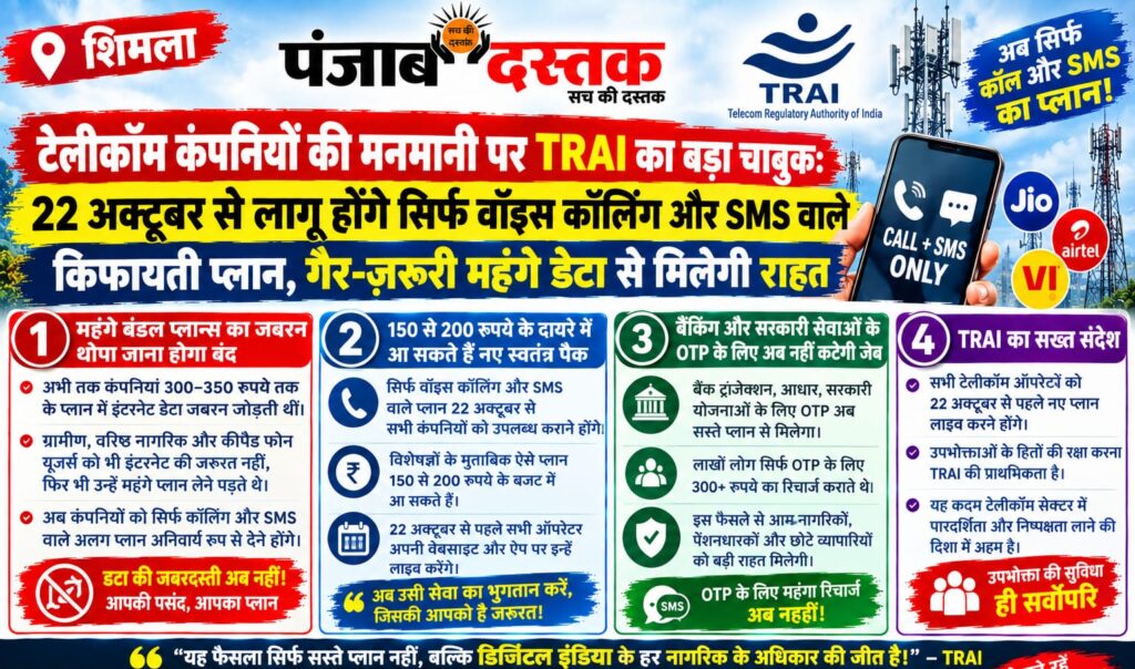 TRAI Voice SMS only recharge plans