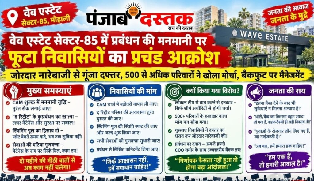 Wave Estate Sector 85 residents protest against management in Mohali