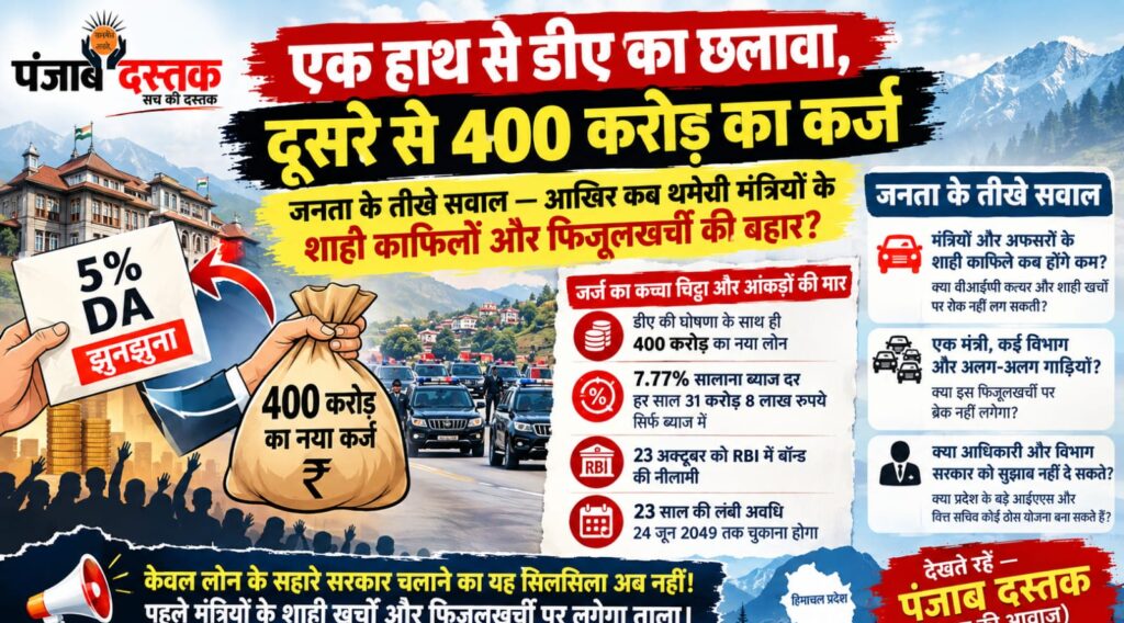 हिमाचल सरकार के 400 करोड़ रुपये के कर्ज और डीए घोषणा से जुड़ी खबर