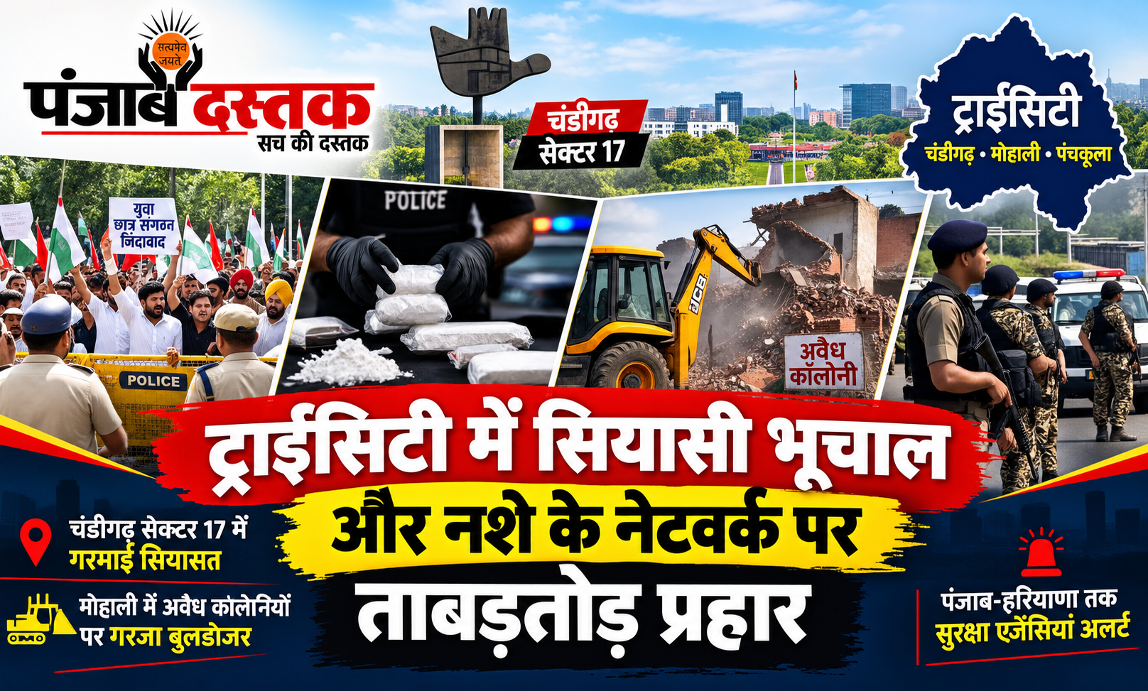चंडीगढ़ मोहाली और पंचकूला की ताजा खबरें एवं पुलिस कार्रवाई