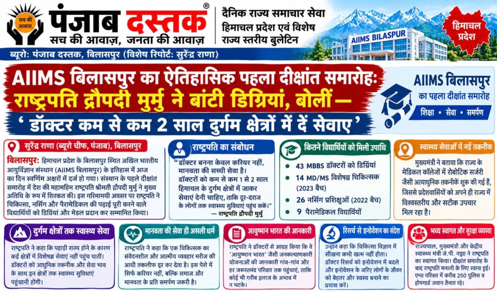 AIIMS बिलासपुर के पहले दीक्षांत समारोह में राष्ट्रपति द्रौपदी मुर्मु