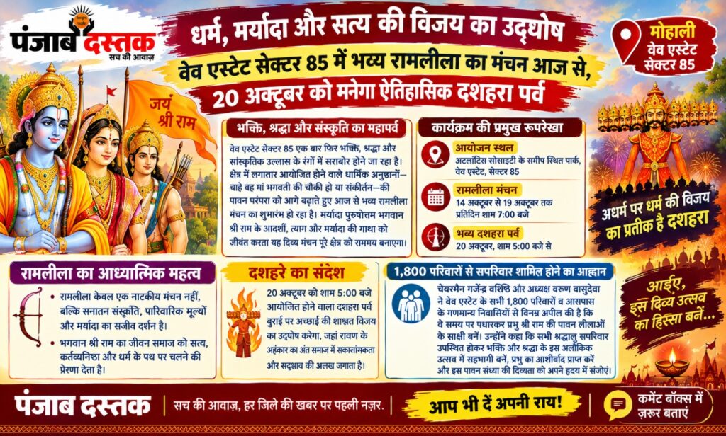 मोहाली के वेव एस्टेट सेक्टर 85 में रामलीला मंचन और दशहरा उत्सव का आयोजन
