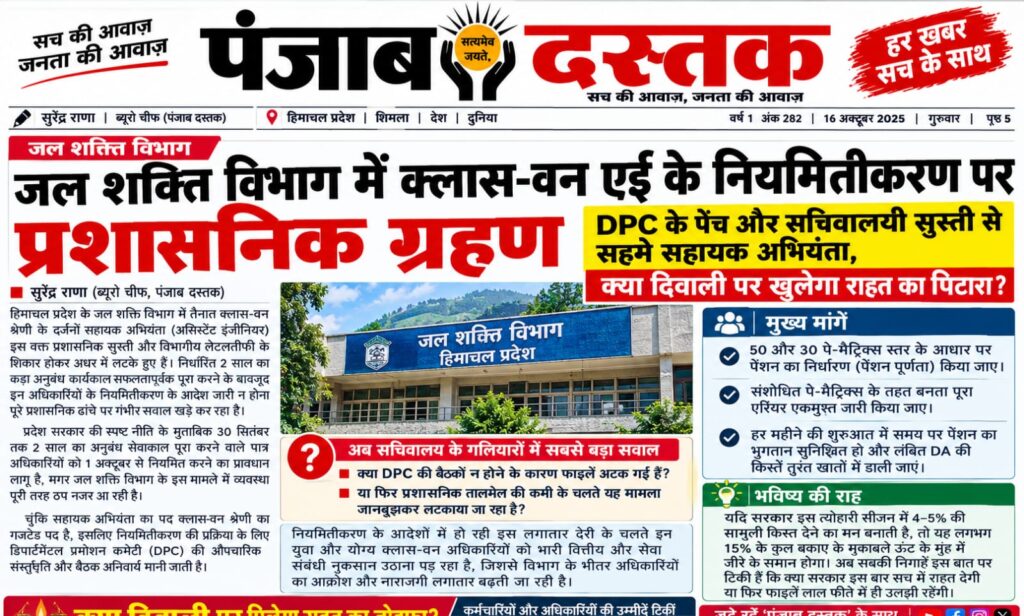 हिमाचल प्रदेश के जल शक्ति विभाग में सहायक अभियंताओं के नियमितीकरण में देरी का मामला