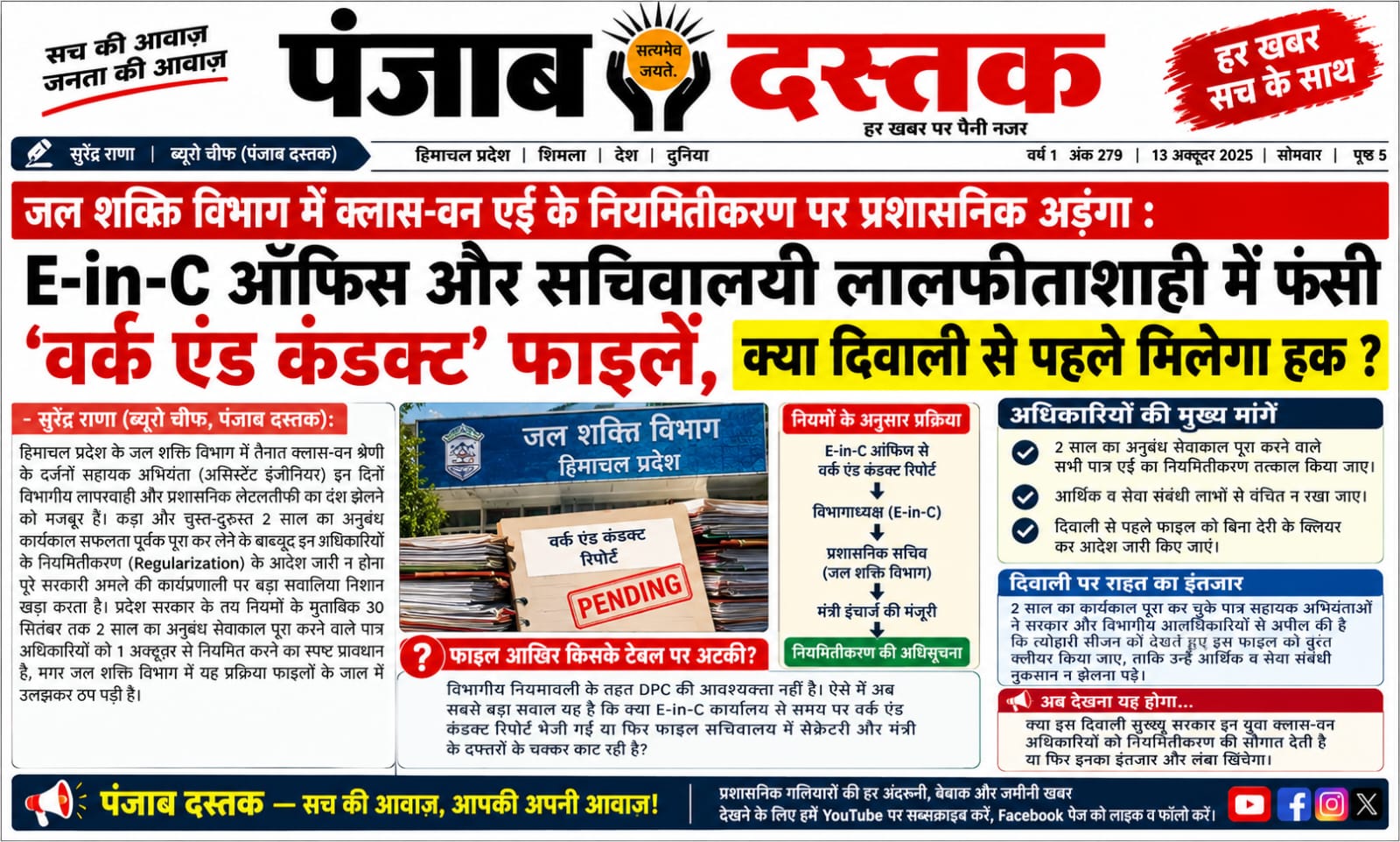 हिमाचल प्रदेश जल शक्ति विभाग में सहायक अभियंताओं के नियमितीकरण का मामला